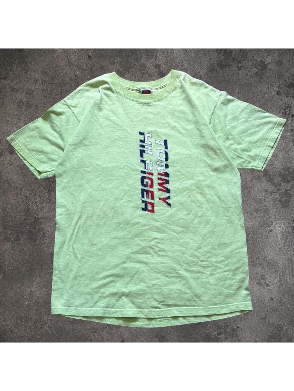 Tommy Hilfiger Men's Green and Yellow Tshirt